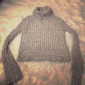 Gray chunky turtleneck sweater
